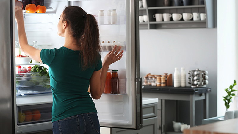 Lady in fridge