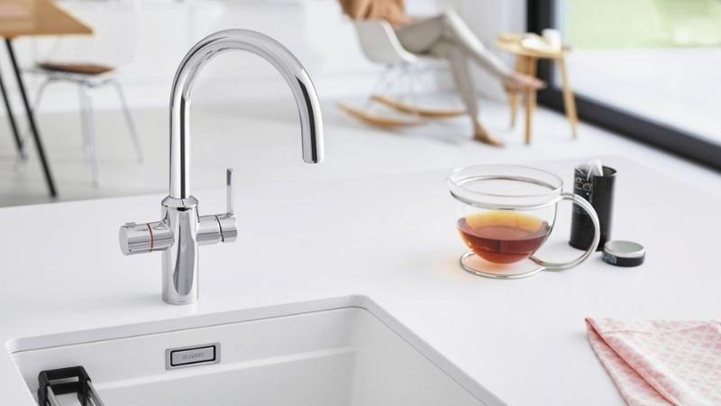 hot water tap on in kitchen