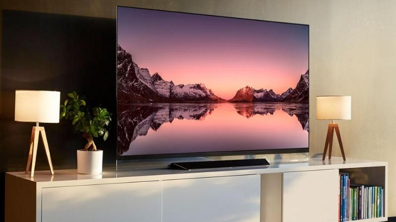 OLED TV on TV stand