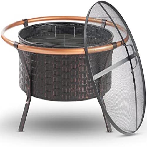 VonHaus Fire Pit Bowl with BBQ Grill Rack 