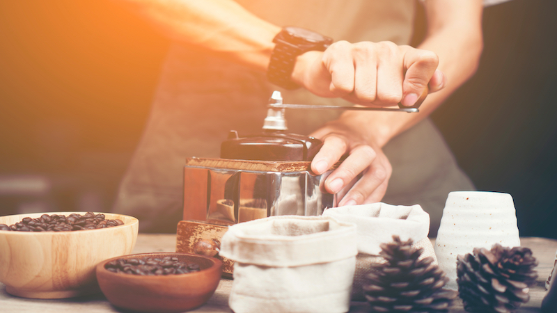 a manual coffee grinder