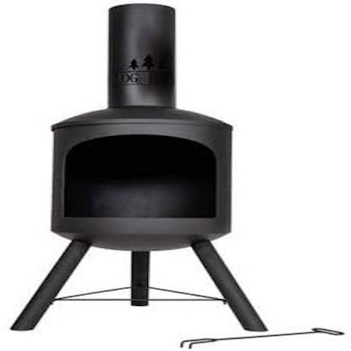 Log-Barn Chiminea Black Steel Fire Pit