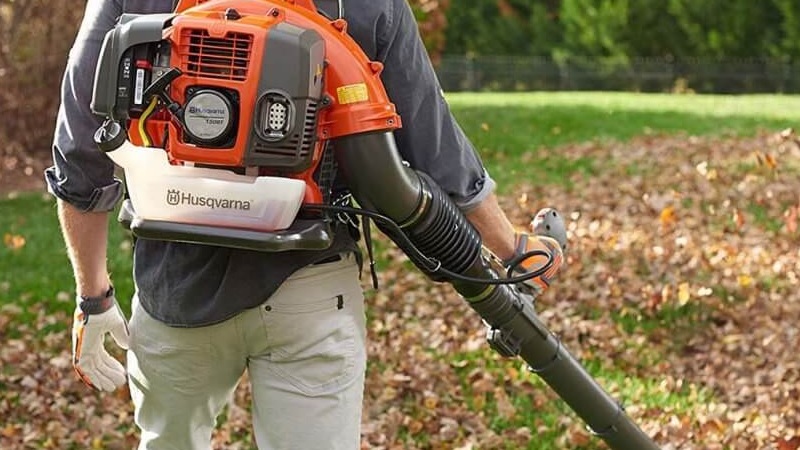 using a leaf blower