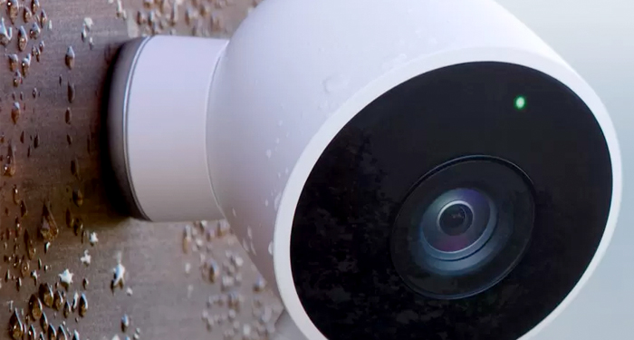 White outdoor security camera