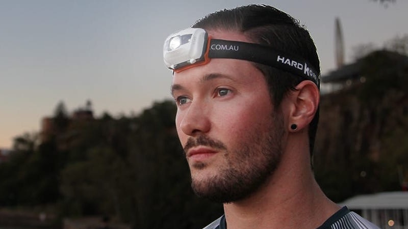 Man wearing a head torch