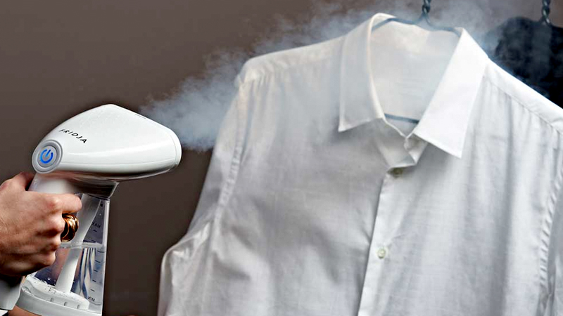 Clothes steaming a white shirt