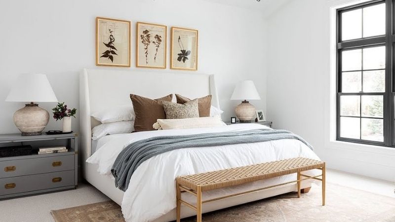 White and beige bedroom