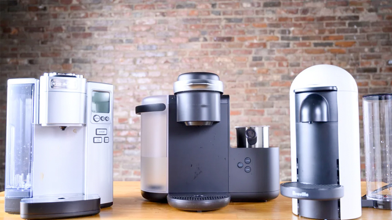 Three coffee pod machines