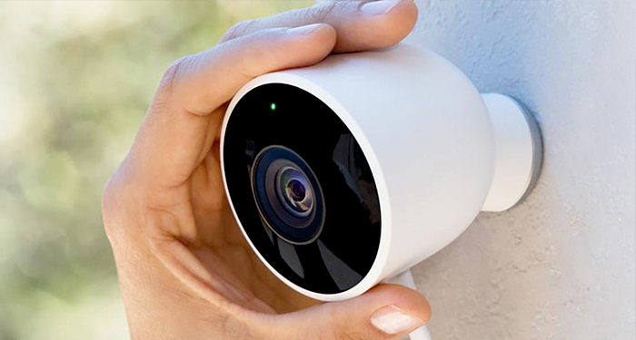 White and black outdoor security camera