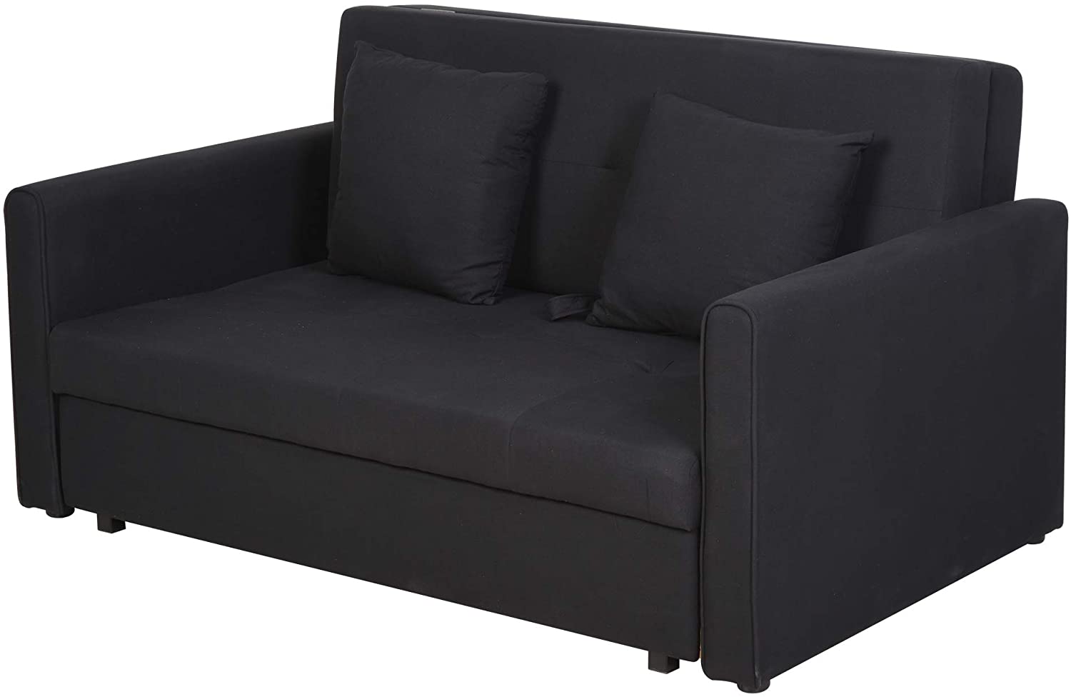 HOMCOM 2-Seater Fabric Sofa Bed with Storage
