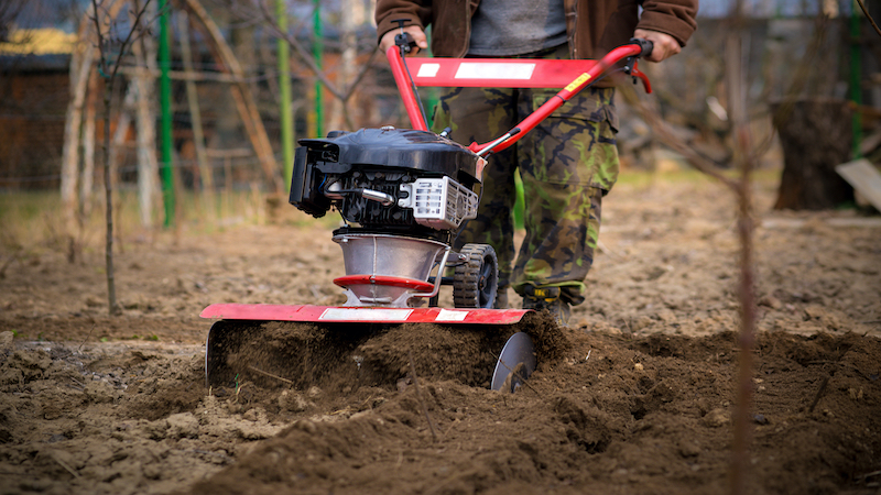 a garden being rotavated